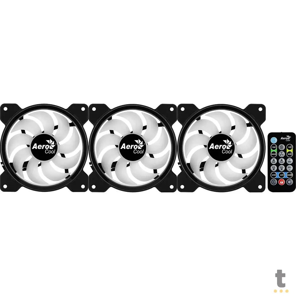 Kit 3 Coolers Fan para Gabinete Saturn 12 Pro ARGB C/ Controladora e Controle Remoto Aerocool - 73853 Truedata