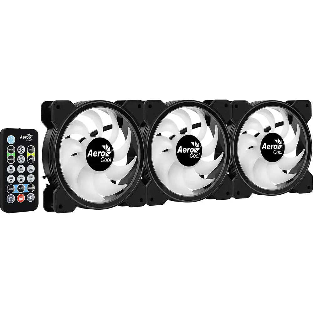 Kit 3 Coolers Fan para Gabinete Saturn 12 Pro ARGB C/ Controladora e Controle Remoto Aerocool - 73853 Truedata