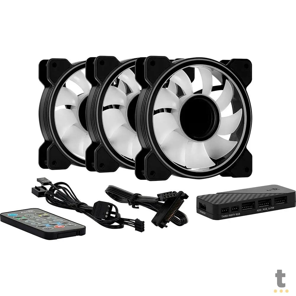 Kit 3x Cooler Fan Para Gabinete Aerocool Mirage 12 Pro FRGB 120mm + Controladora - 73848 Truedata