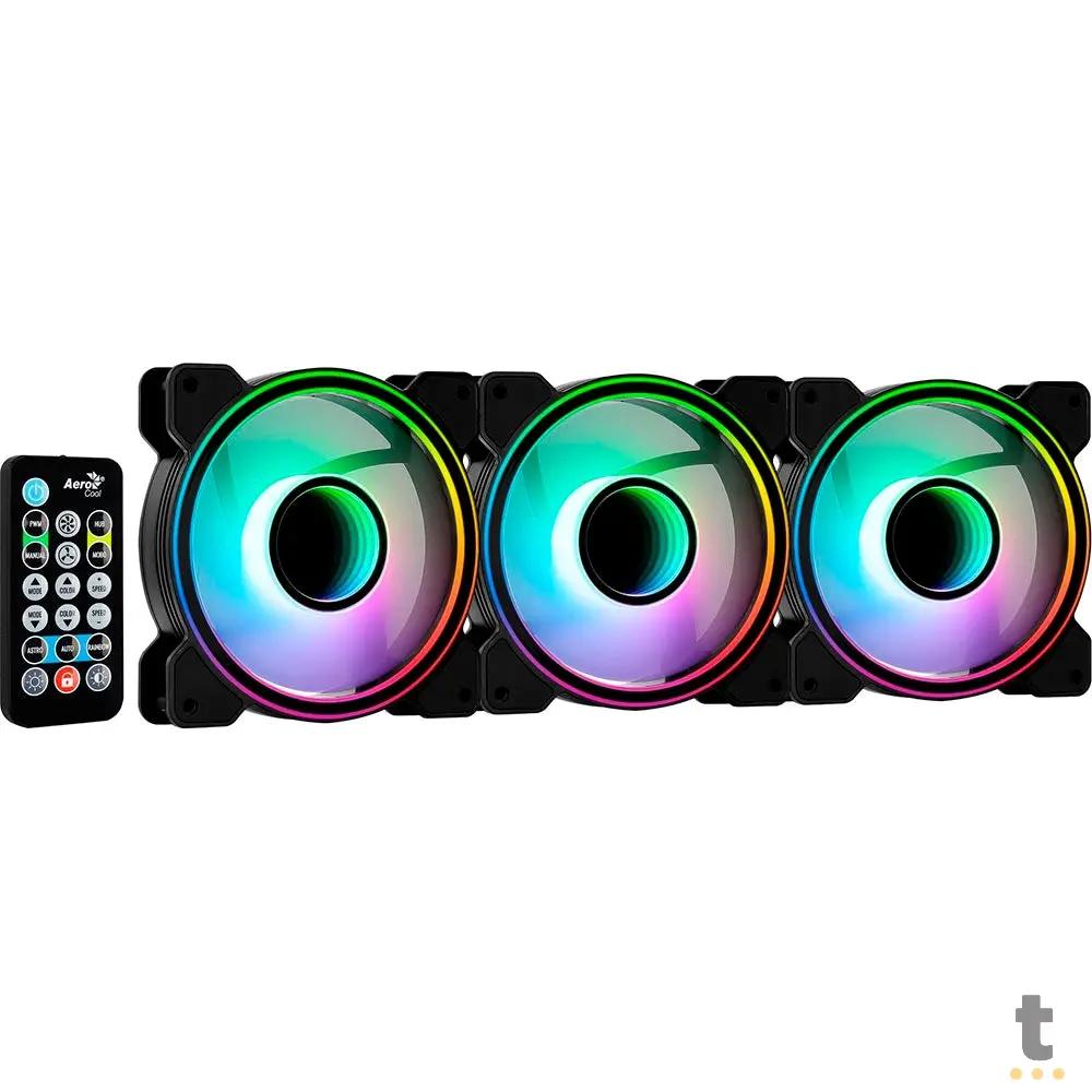 Kit 3x Cooler Fan Para Gabinete Aerocool Mirage 12 Pro FRGB 120mm + Controladora - 73848 Truedata