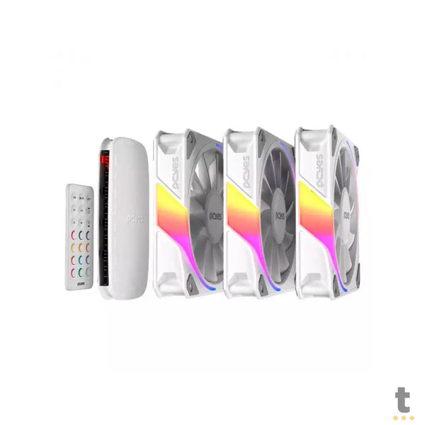 Kit 3x Cooler Fan Para Gabinete PCYes Sangue Frio 3 ARGB 120mm + Controladora - K3ARGBSF3WGBR