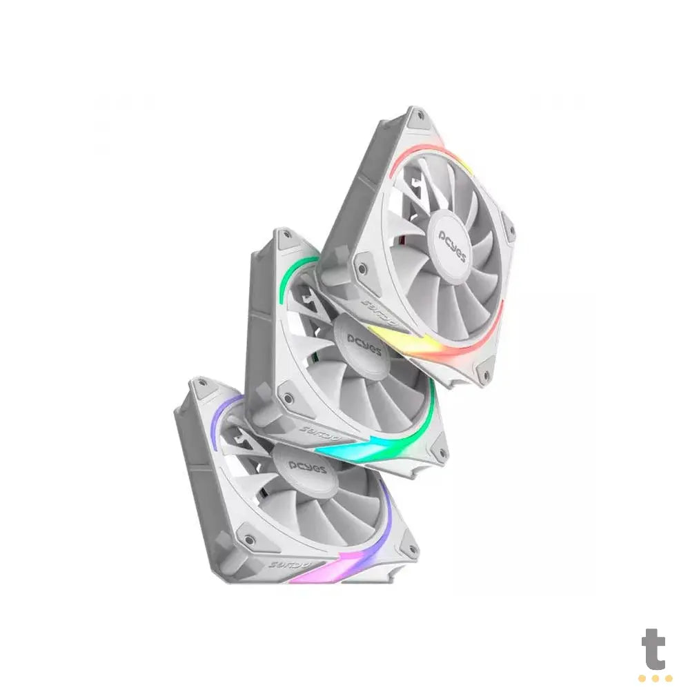 Kit 3x Cooler Fan Para Gabinete PCYes Sangue Frio 3 ARGB 120mm + Controladora - K3ARGBSF3WGBR Truedata