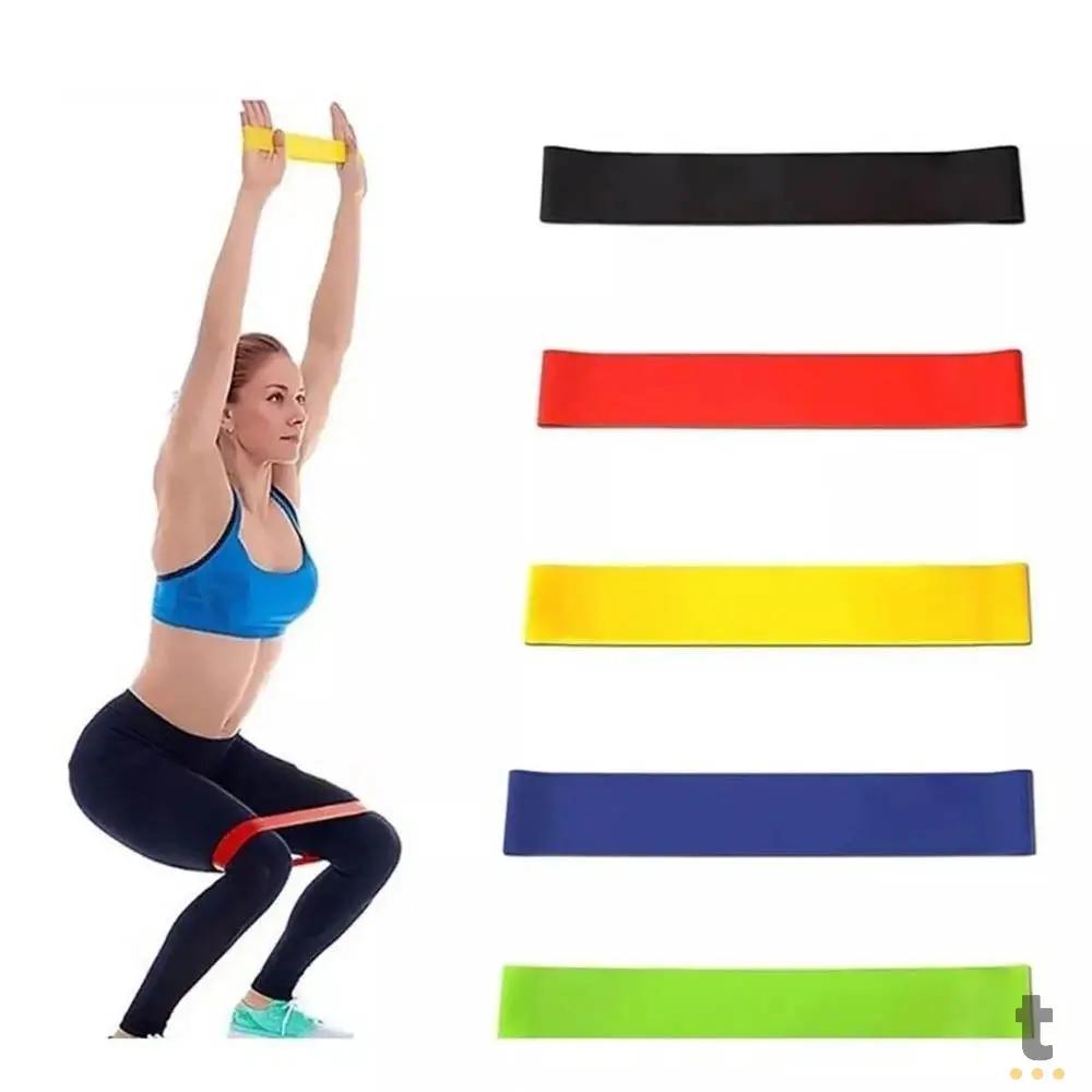 Kit 5 Mini Band Funcional Faixas Elásticas P/ Exercicio Lutino - AD-011 Truedata