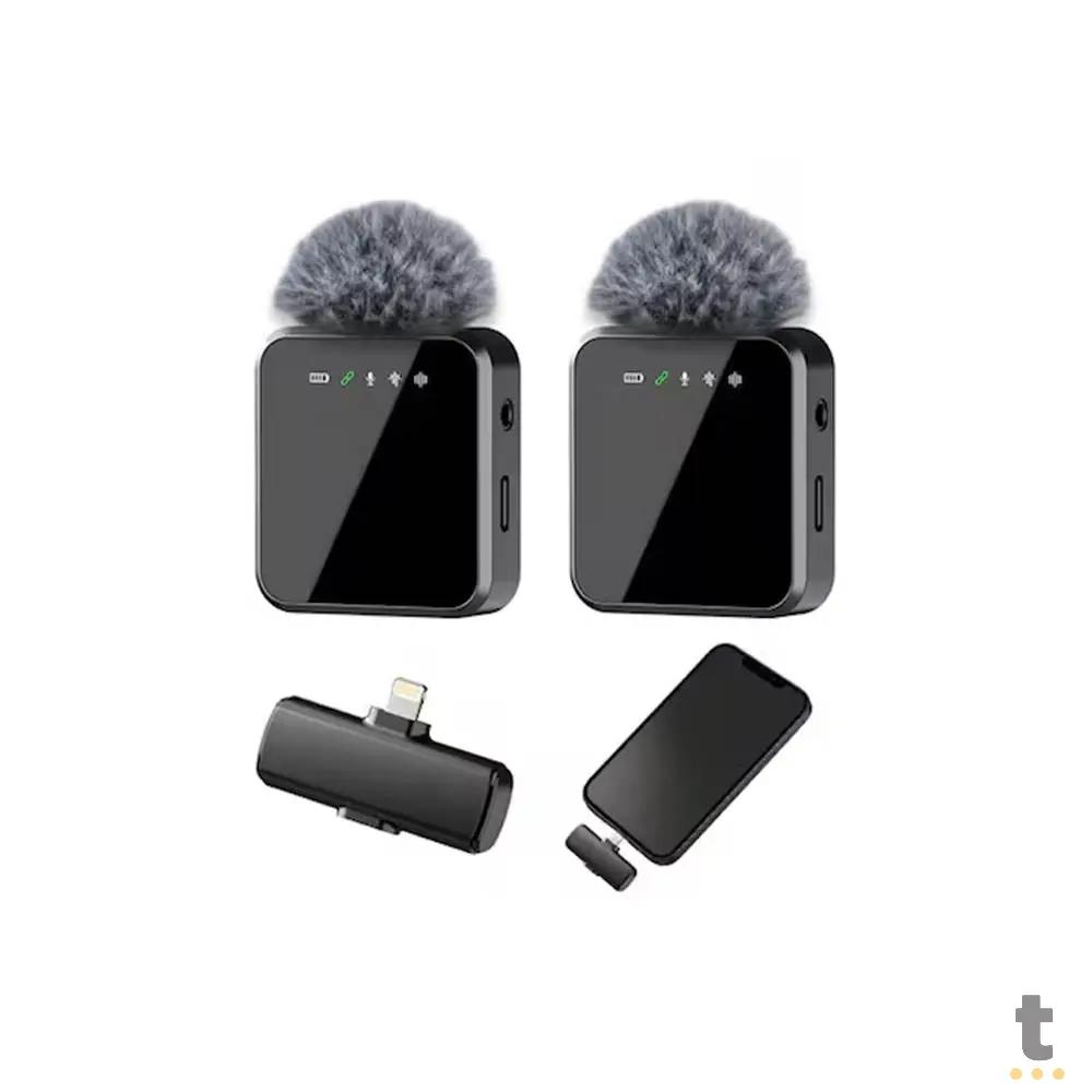 Kit C/ 2 Microfones Sem Fio Lapela Tipo C aGold C/ Longa Duração de Bateria e Abafador de Ruído - MCF-19 Truedata