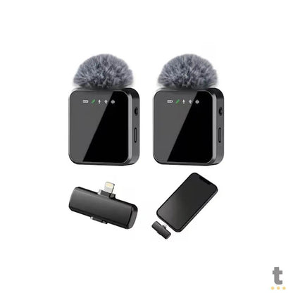 Kit C/ 2 Microfones Sem Fio Lapela Tipo C aGold C/ Longa Duração de Bateria e Abafador de Ruído - MCF-19 Truedata