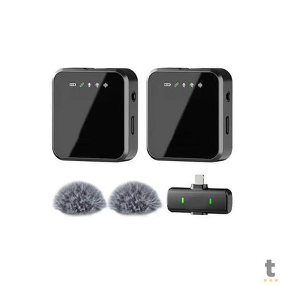 Kit C/ 2 Microfones Sem Fio Lapela Tipo C aGold C/ Longa Duração de Bateria e Abafador de Ruído - MCF-19 Truedata