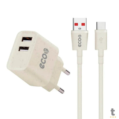 Kit Carregador de Parede 2 USB + Cabo Micro USB P/ USB Tipo C Ecoo 1m GShield - GS-6778 Truedata
