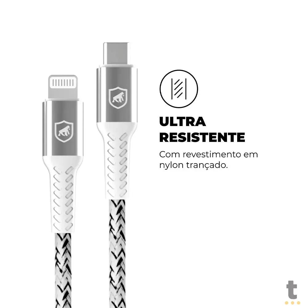 Kit Carregador de Parede USB Tipo C + Cabo USB Tipo C Kevlar 1,5m GShield Branco - GS-8336 Truedata