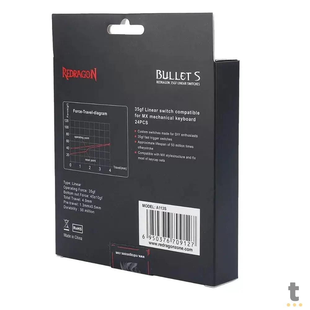 Kit Com 24 Switches Para Teclado Mecanico Redragon Linear Bullet S - A113S Truedata