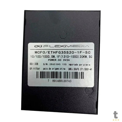 Kit Conversor de Midia Óptico (Par) Monomodo Gigabit 35SM 20KM 1F SC Flexmedia - MCFO/ETHFG35S20 Truedata