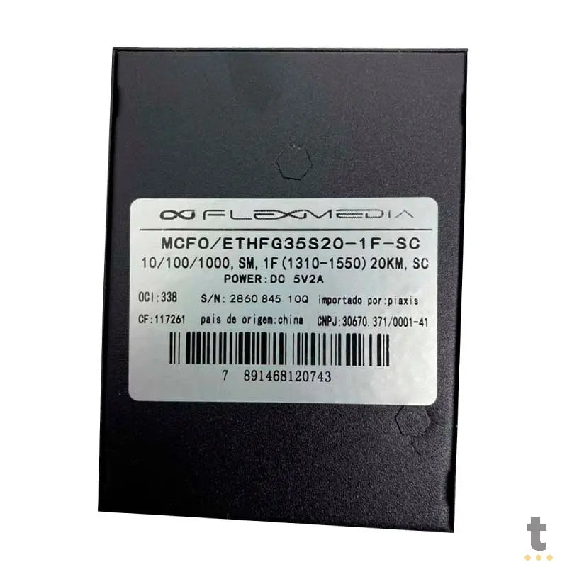 Kit Conversor de Midia Óptico (Par) Monomodo Gigabit 35SM 20KM 1F SC Flexmedia - MCFO/ETHFG35S20 Truedata