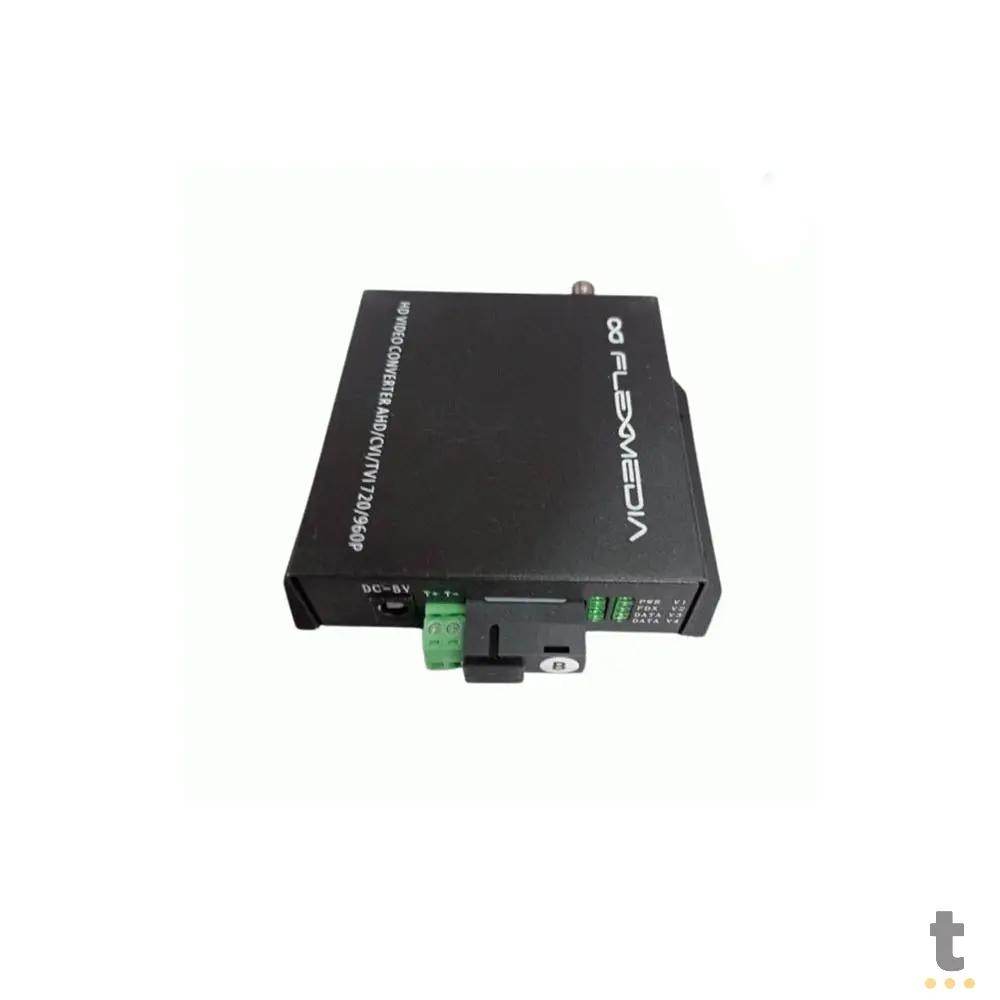 Kit Conversor de Video, Dados e Seriais Flexmedia 4 Video TX TVI/CVI/AHD SM 20KM SC 720P + RS485 - HDAFO/4VDS20 Truedata