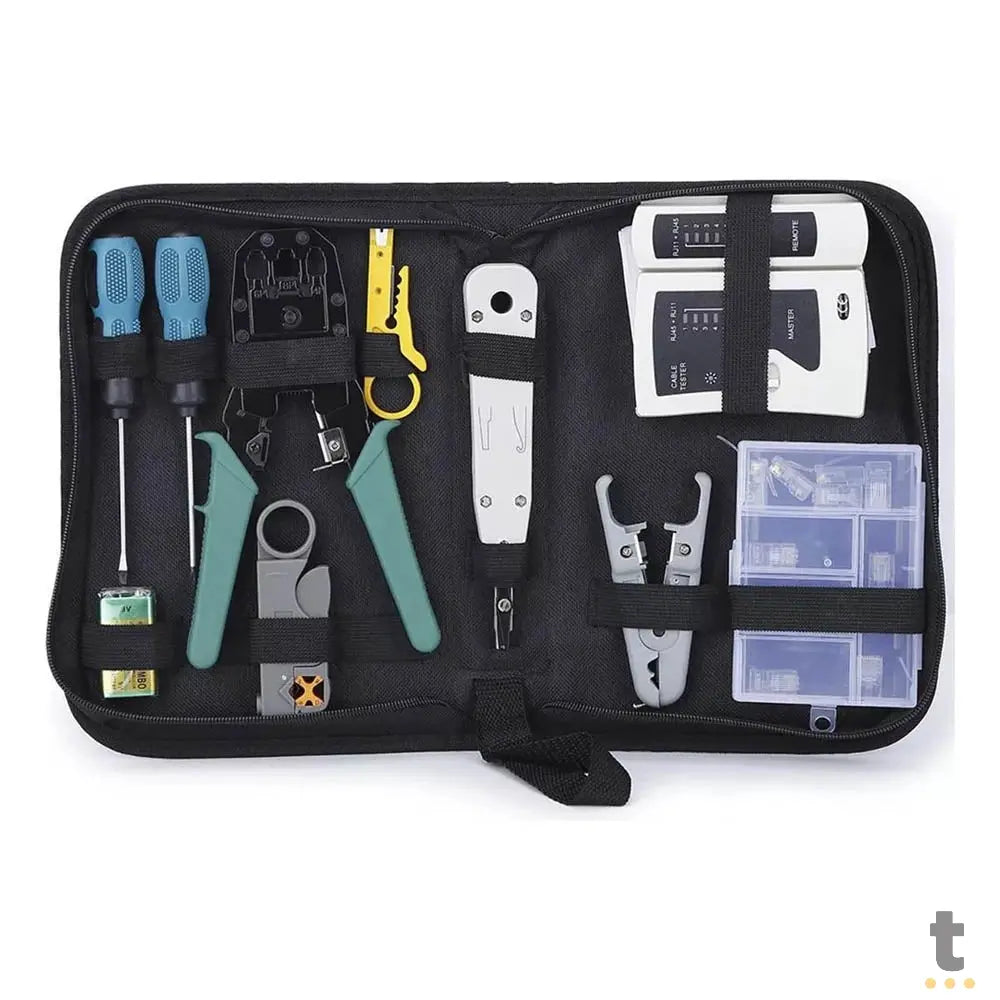 Kit De Ferramentas RJ11 RJ45 C/ Alicate Crimpagem, Decapador, Alicate Punch Down, Localizador, Chaves de Fenda e Acessór Truedata