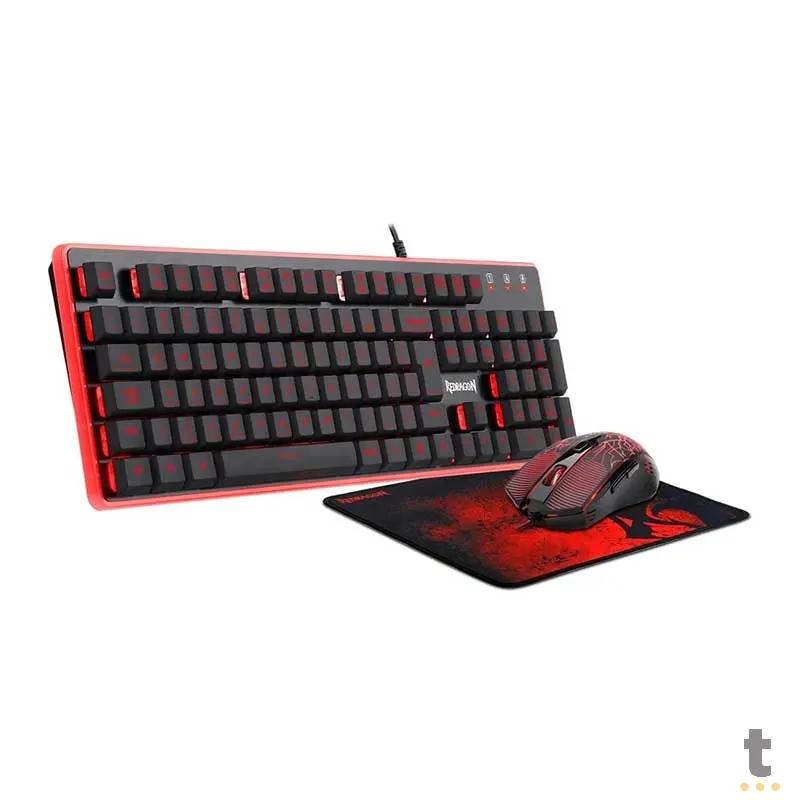 Kit Gamer Redragon S107 - Teclado Fullsized RGB + Mouse 6 botoes + Mousepad Gamer Truedata