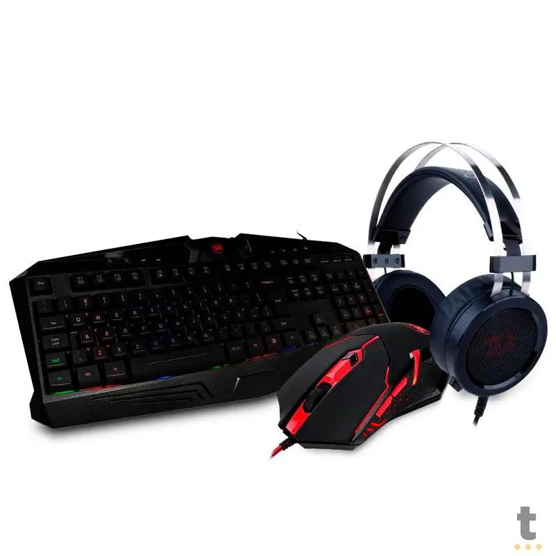 Kit Gamer Redragon S112 - Teclado Harpe RGB + Mouse Centrophorus + Headset Scylla + Mousepad Gamer Truedata