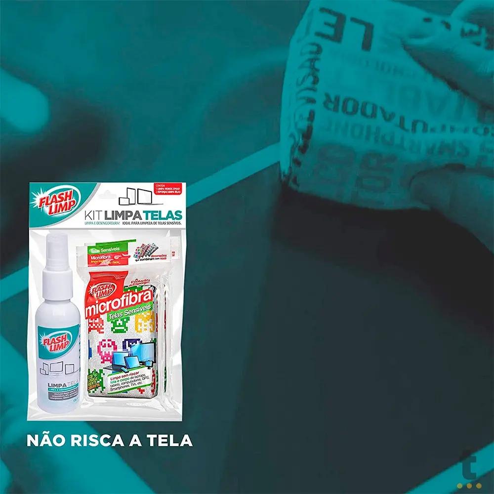 Kit Limpa Tela Flash Limp Microfibra C/ 2 Esponjas Truedata
