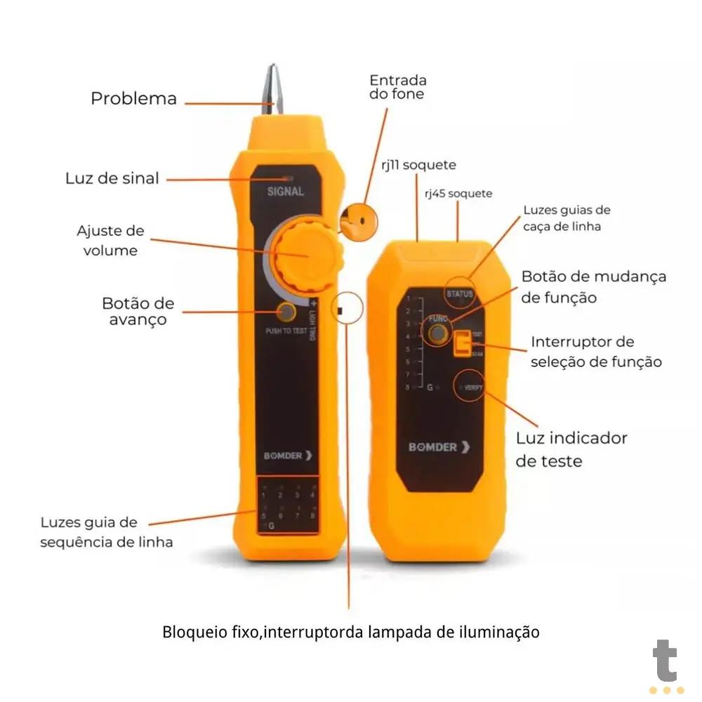 Kit Localizador E Testador De Cabos De Rede e Telefonia Bomder - BOM-6404 Truedata