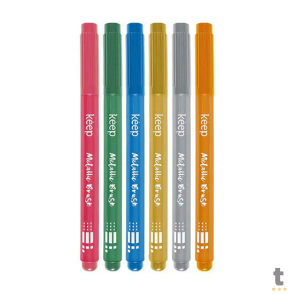 Kit Marcador Artistico Keep Metallic Brush C/ 5 Unidades Multicores Efeito Brilhante - MR057 Truedata