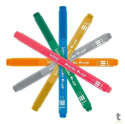 Kit Marcador Artistico Keep Metallic Brush C/ 5 Unidades Multicores Efeito Brilhante - MR057 Truedata
