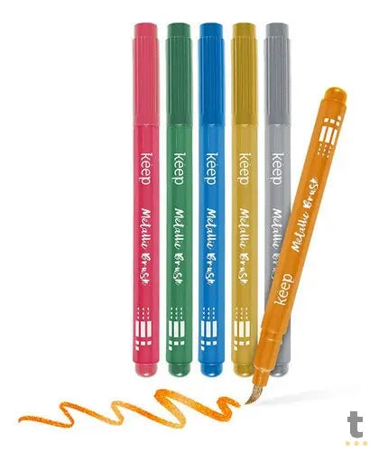 Kit Marcador Artistico Keep Metallic Brush C/ 5 Unidades Multicores Efeito Brilhante - MR057 Truedata