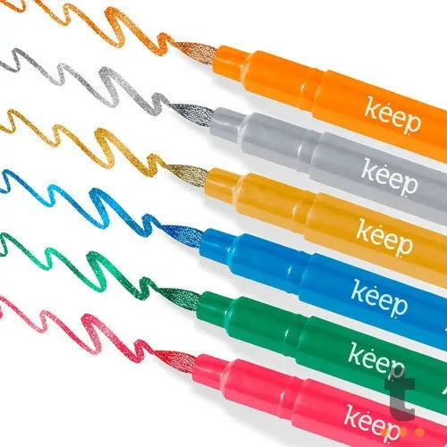Kit Marcador Artistico Keep Metallic Brush C/ 5 Unidades Multicores Efeito Brilhante - MR057 Truedata