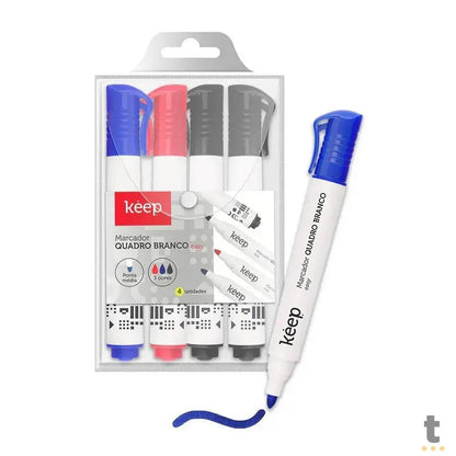 Kit Marcador de Quadro Branco Keep - Estojo com 4 Unidades Multicores - MR048 Truedata