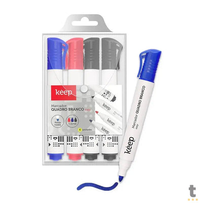 Kit Marcador de Quadro Branco Keep - Estojo com 4 Unidades Multicores - MR048
