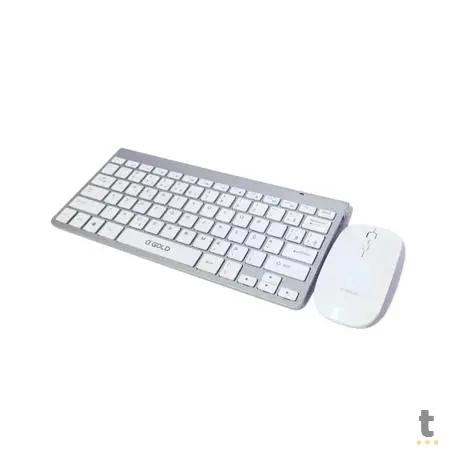 Kit Mini Teclado e Mouse Sem fio Gold USB Slim Prata - TCD-02 Truedata