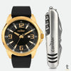 Kit Relógio de Pulso Condor Dourado / Preto C/ Canivete - CO2115MWP/K5P Truedata