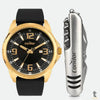 Kit Relógio de Pulso Condor Dourado / Preto C/ Canivete - CO2115MWP/K5P Truedata