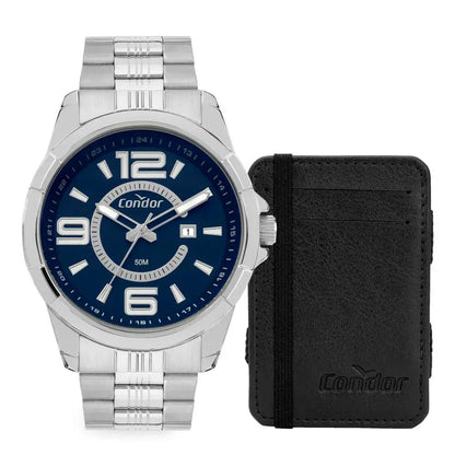 Kit Relógio de Pulso Condor Speed em Aço C/ Carteira - CO2115MWA/K4A Truedata