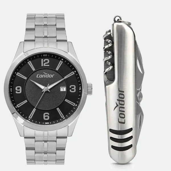 Kit Relógio de Pulso Condor em Aço C/ Canivete - CO2115MWV/K4P