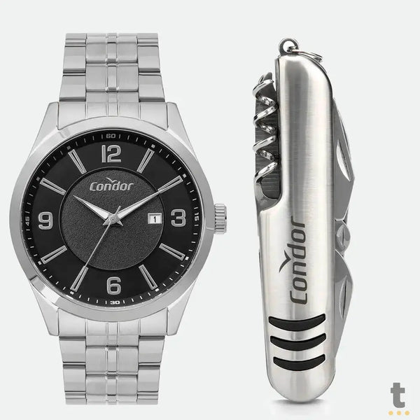 Kit Relógio de Pulso Condor em Aço C/ Canivete - CO2115MWV/K4P