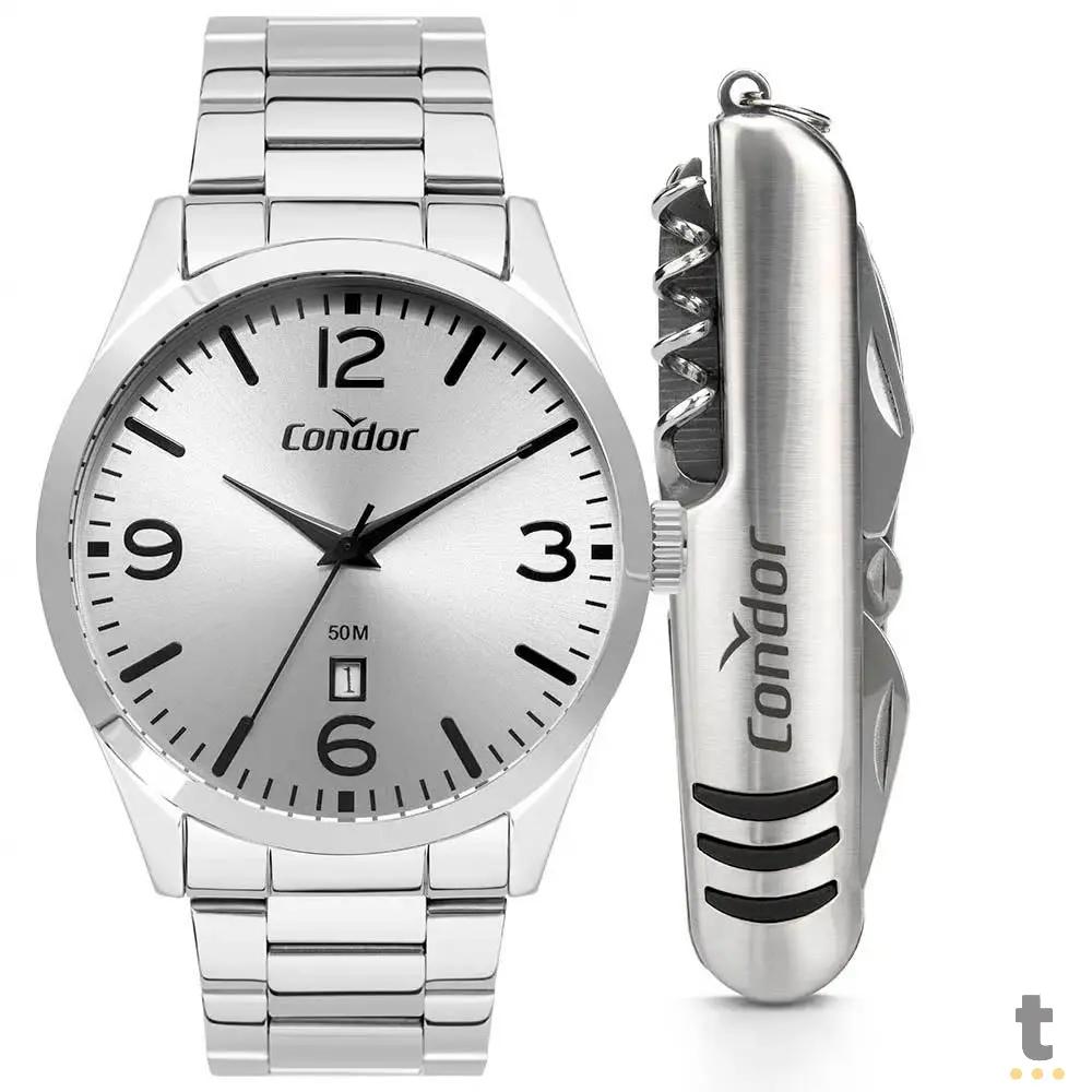 Kit Relógio de Pulso Condor em Aço C/ Canivete - CO2115MXK/K4K Truedata