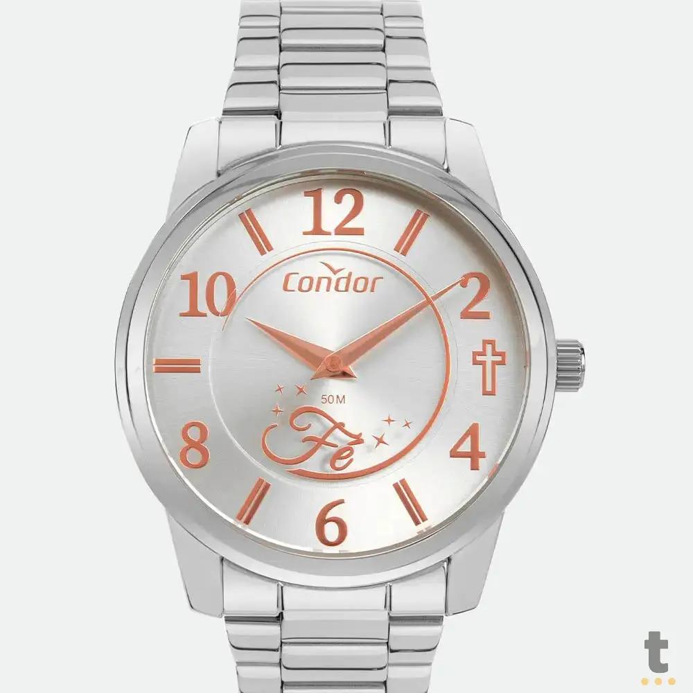 Kit Relógio de Pulso Condor em Aço C/ Colar e Brincos - CO2034AH/K4K Truedata
