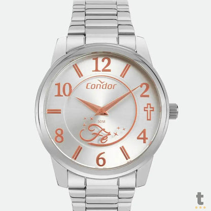 Kit Relógio de Pulso Condor em Aço C/ Colar e Brincos - CO2034AH/K4K Truedata