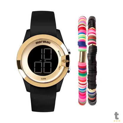 Kit Relógio de Pulso Mormaii em Silicone Preto + 2 Pulseiras - MO13001E/K8P Truedata