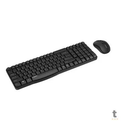 Kit  Teclado Abnt + Mouse Sem Fio 2.4 GHZ Preto Rapoo- RA001 Truedata