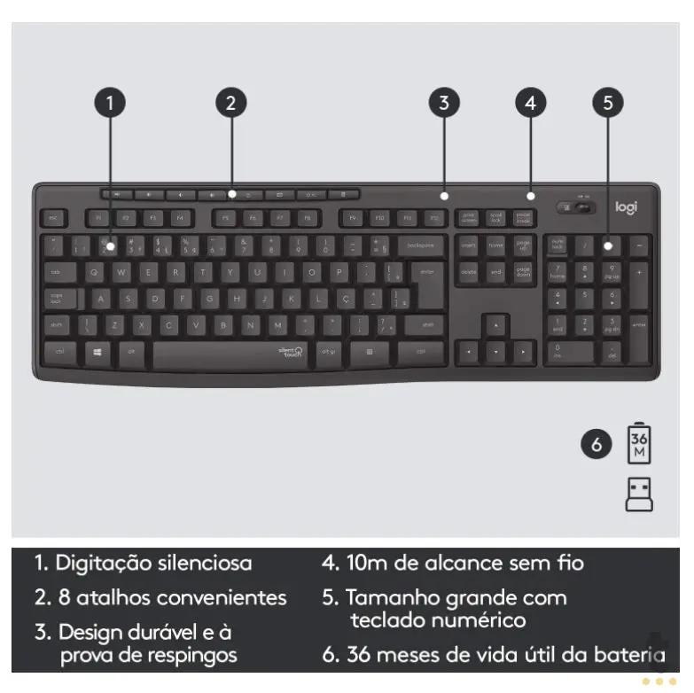 Kit Teclado E Mouse Sem Fio Logitech Mk295 Silent - 920-009793 Truedata