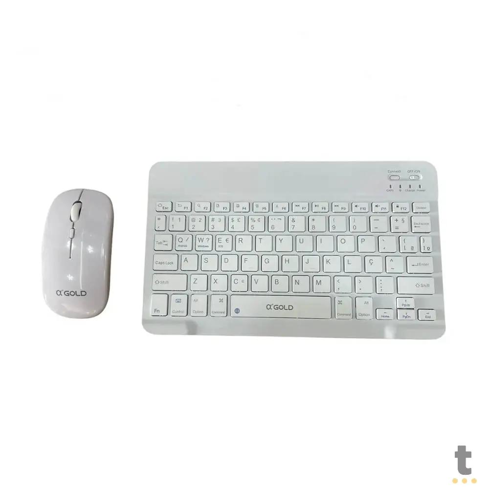 Kit Teclado E Mouse Sem Fio aGold Conexão BT Branco - TCD-03 Truedata