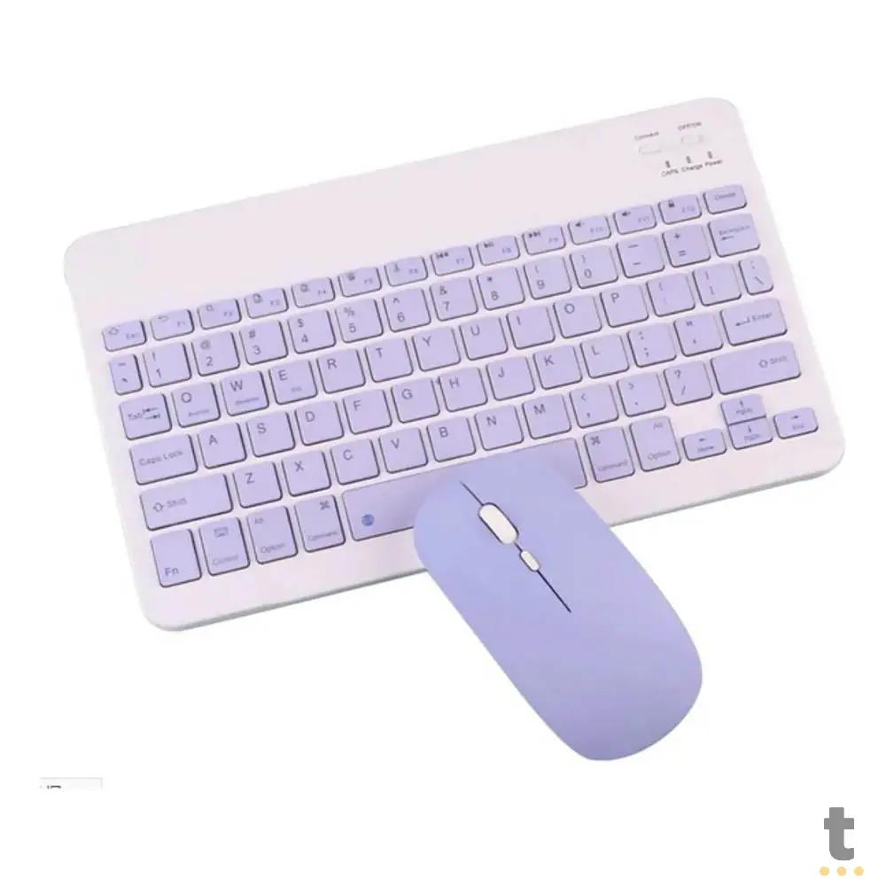 Kit Teclado E Mouse Sem Fio aGold Conexão BT Lilás - TCD-03 Truedata