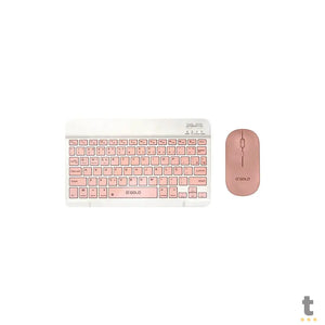 Kit Teclado E Mouse Sem Fio aGold Conexão BT Rosa - TCD-03