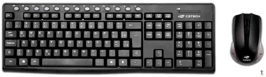 Kit Teclado e Mouse Sem Fio C3Tech Preto - K-W30BK Truedata