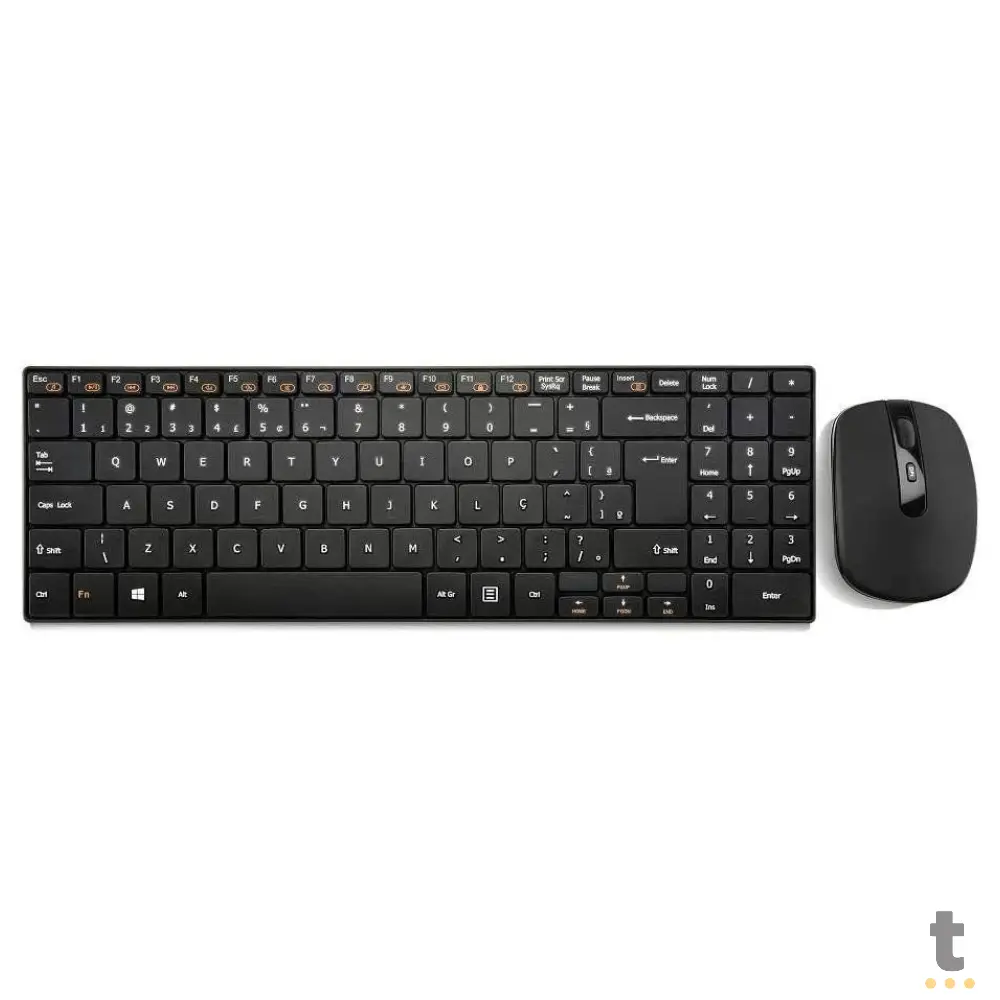 Kit Teclado e Mouse Sem Fio Multilaser 2.4Ghz Multimidia Preto - TC202 Truedata