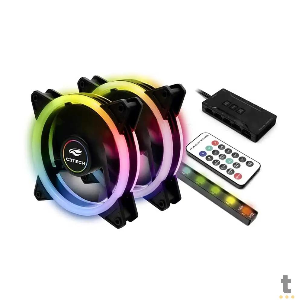 Kit c/ 2 Cooler Fan para Gabinete C3Tech Gaming Series Led RGB 120mm - F7-L600RGB Truedata