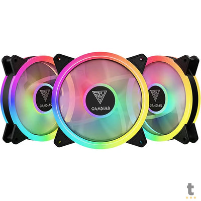 Kit c/ 3 Cooler Fan para Gabinete Gamdias Aeolus RGB 120mm - AEOLUS M2-1203 LITE