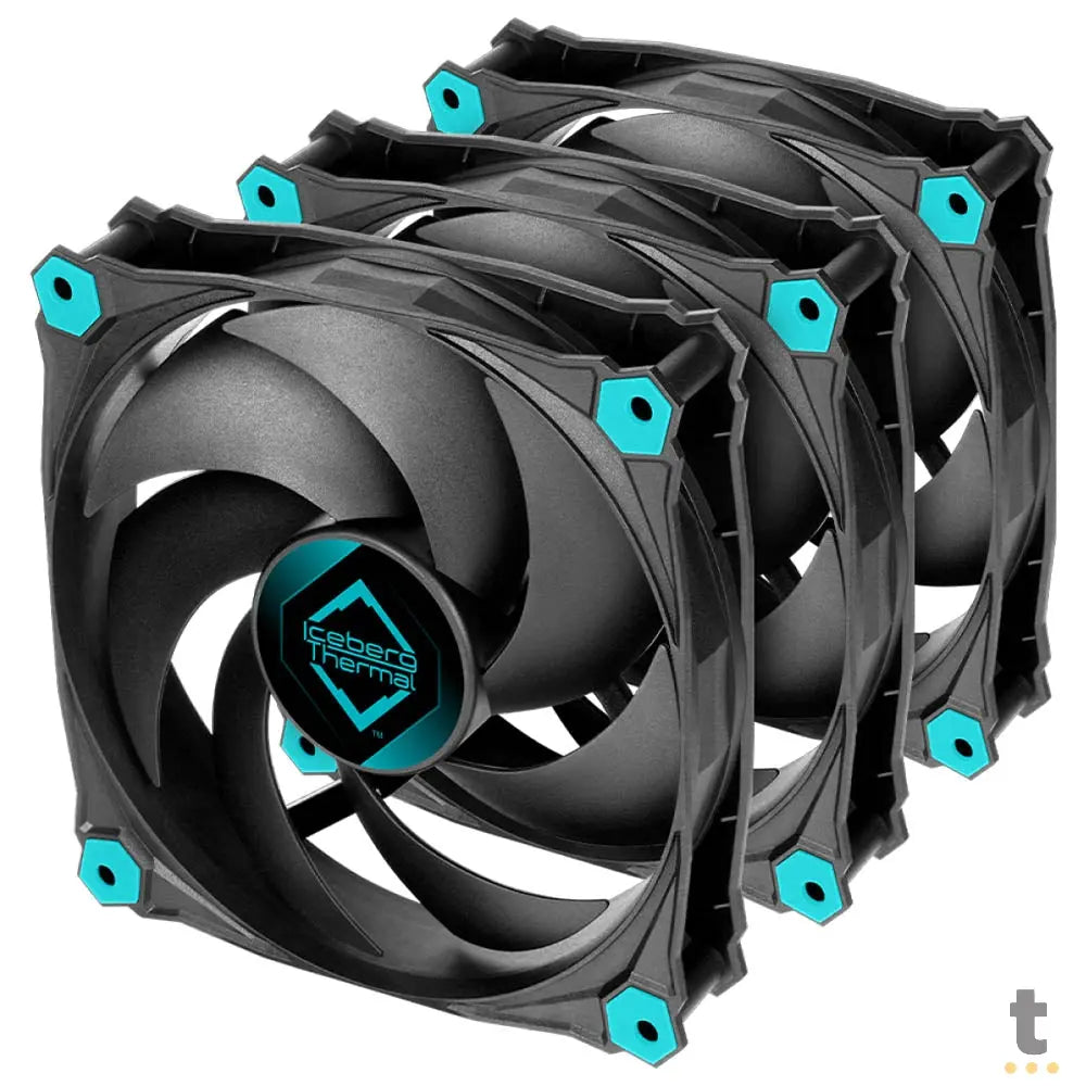 Kit c/ 3 Cooler Fan para Gabinete Iceberg Thermal IceGale Silent 120mm - ICEGALE12S-BBT-3A Truedata
