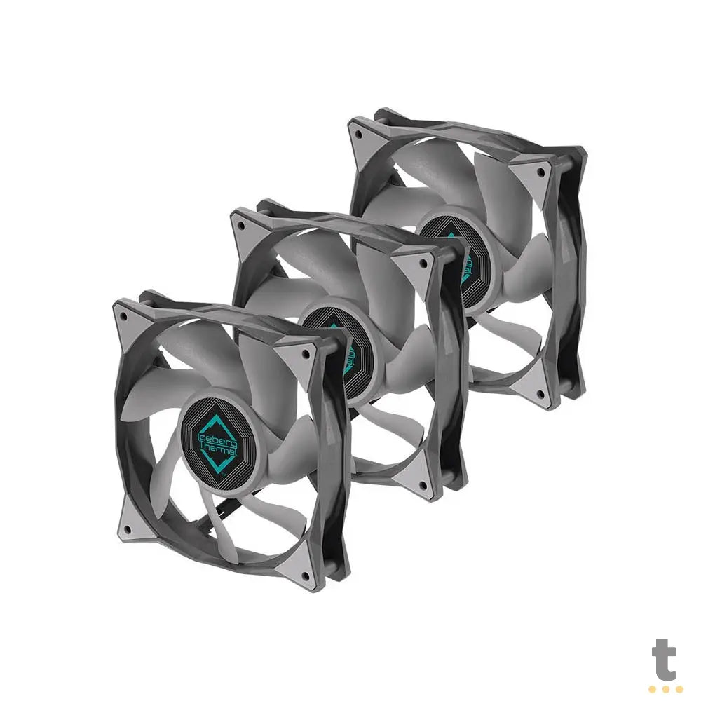 Kit c/ 3 Cooler Fan para Gabinete Iceberg Thermal IceGale Xtra 120mm Preto e Cinza Truedata