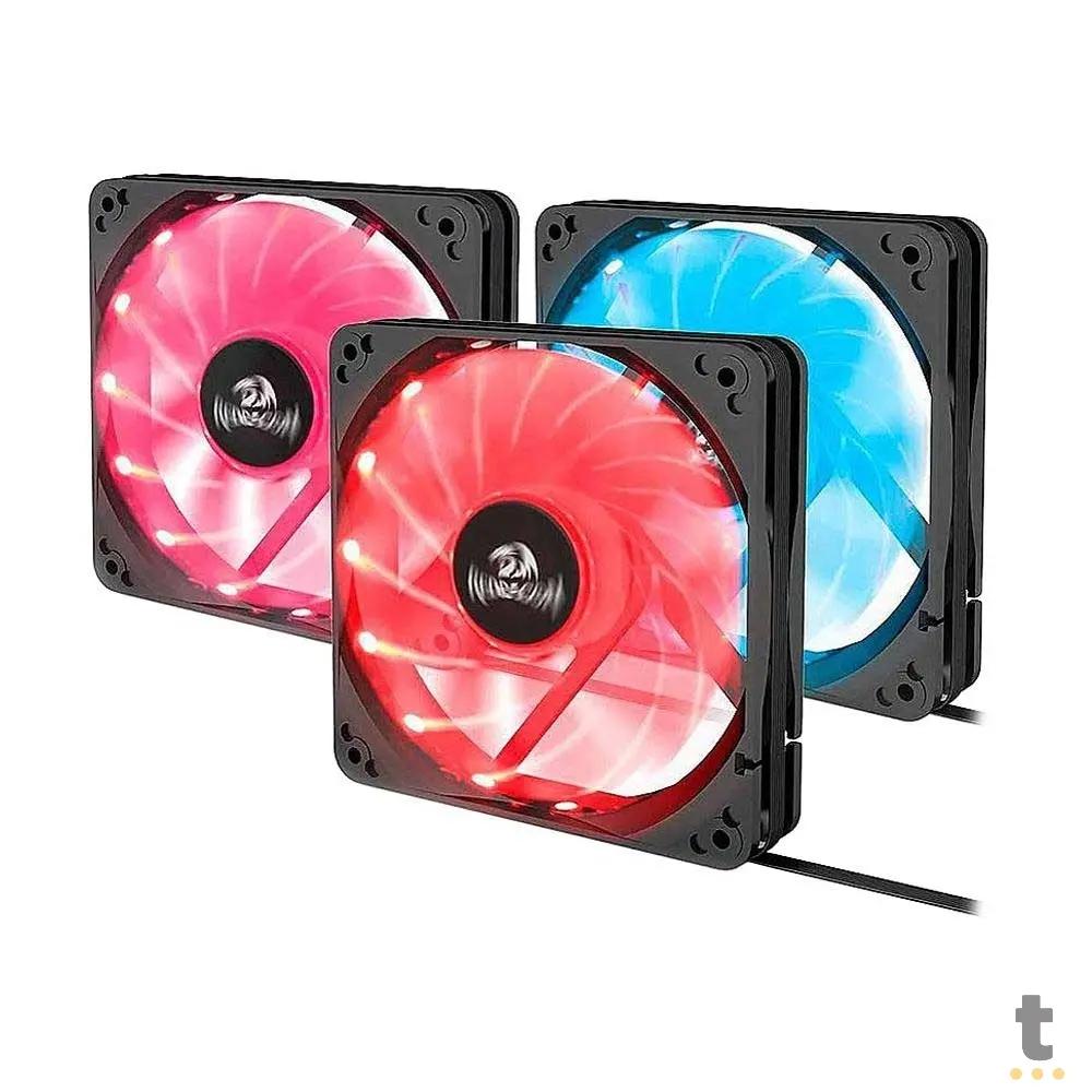 Kit c/ 3 Cooler Fan para Gabinete Redragon RGB 120mm Controle Remoto Silencioso - GC-F006 Truedata