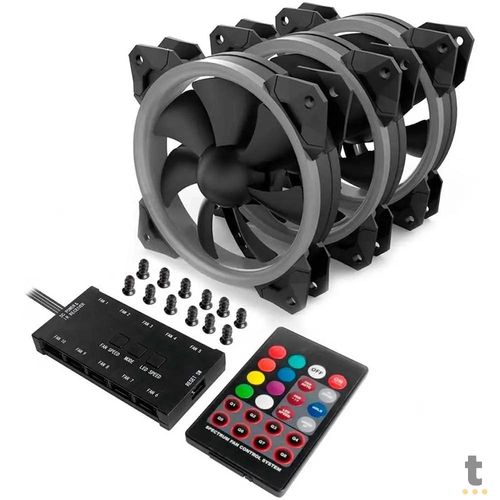 Kit c/ 3 Cooler Fan para Gabinete Redragon RGB 120mm - GC-F008 Truedata